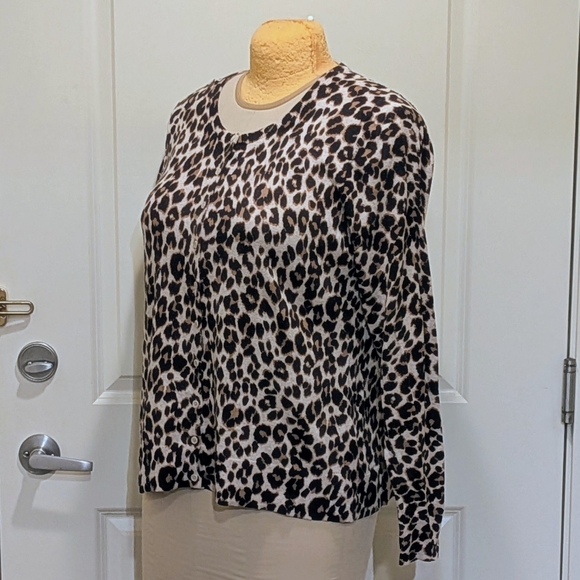 EUC Old Navy XXL 100% Cotton Leopard Print Long Sleeve Cardigan - Picture 6 of 6